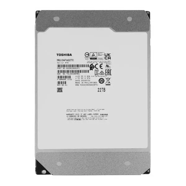 Твърд диск 22TB, Toshiba MG10AFA22TE, SATA 6Gb/s, 7200 rpm, 512MB кеш, 3.5" (8.89 cm)
