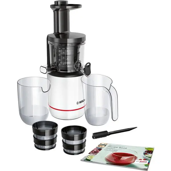 Сокоизтисквачка Bosch MESM500W, Juicer, 1 скорост, 1.3 л кана за пулп, изключително лесна за сглобяване и съхранение, 150W, бяла