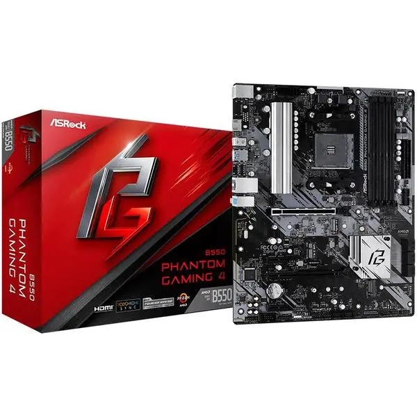 ASROCK Desktop B550 PHANTOM GAMING 4 (AM4, B550, 4xDDR4, 1xPCIe 4.0 x16 - B550 PHANTOM GAMING 4