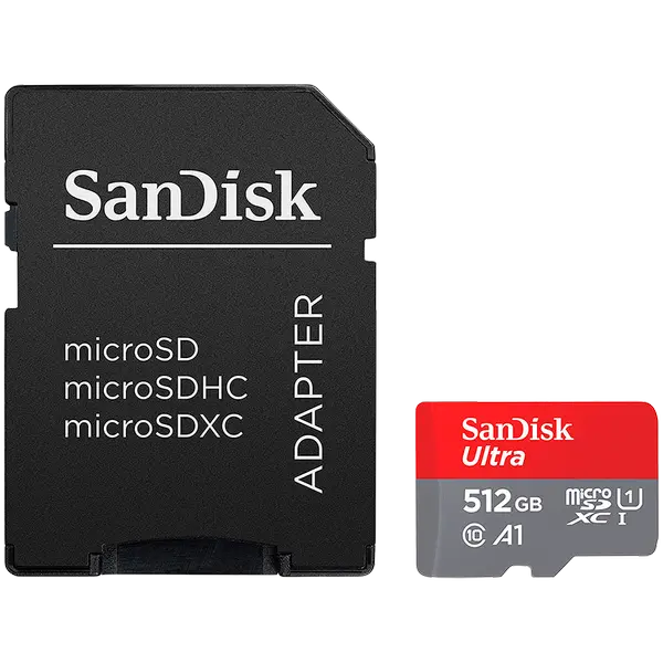 SanDisk Ultra microSDXC 512GB + SD Adapter 150MB/s A1 Class 10 UHS-I - SDSQUAC-512G-GN6MA