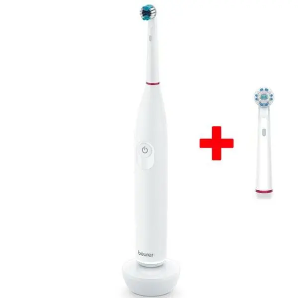 Ел. четка за зъби Beurer TB 30 в комплект с 4 глави Brush head Sensitive, 2 режима на работа, време на работа до 20 дни, бяла