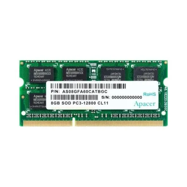 Apacer 8GB Notebook Memory - DDR3 SODIMM PC12800 512x8 @ 1600MHz - AS08GFA60CATBGC