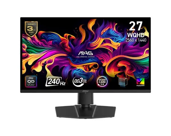 MSI MAG 271QP QD-OLED X24, 26.5", 240Hz, 0.03ms, 2560x1440 (WQHD), Oled Care 2.0, 16:9, Flat, Adaptive-Sync - 9S6-3CD89T-025