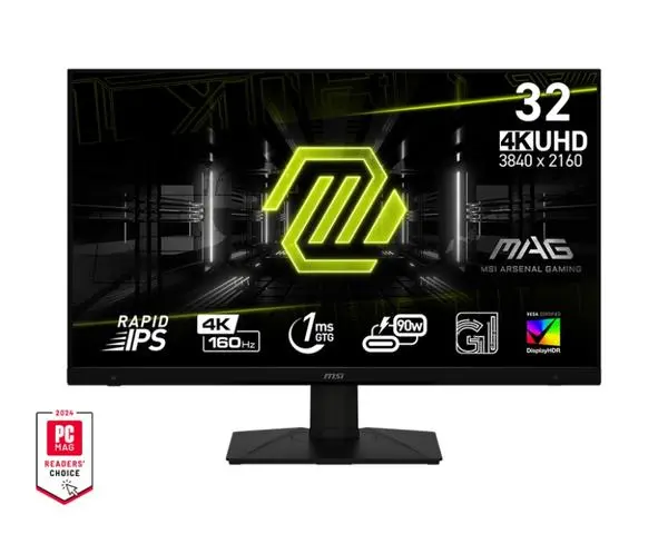 MSI MAG 322UPF, 32", Rapid IPS, 160Hz, 1ms, UHD 3840x2160, FLAT, HDR 400, FreeSync Premium, KVM, Console mode - 9S6-3DC79T-011