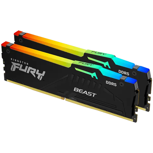 Kingston DRAM 32GB 5200MT/s DDR5 CL40 DIMM (Kit of 2) FURY Beast RGB XMP - KF552C40BBAK2-32
