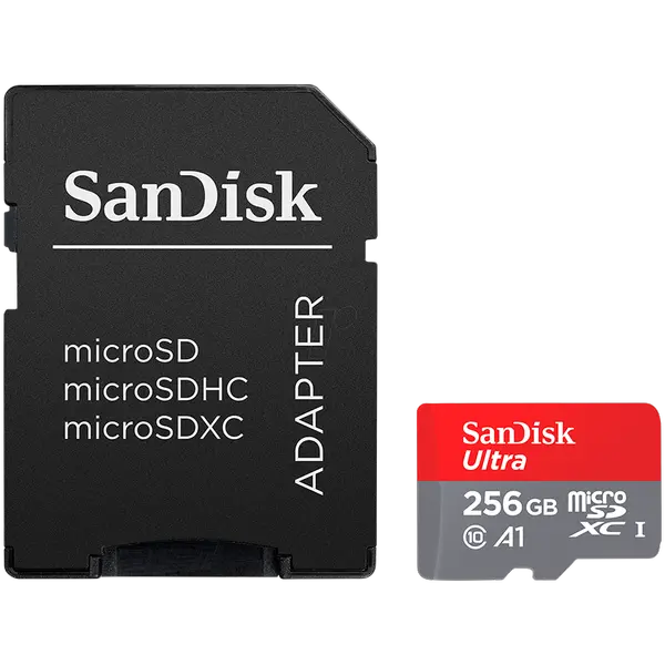 SanDisk Ultra microSDXC 256GB + SD Adapter 150MB/s A1 Class 10 UHS-I - SDSQUAC-256G-GN6MA