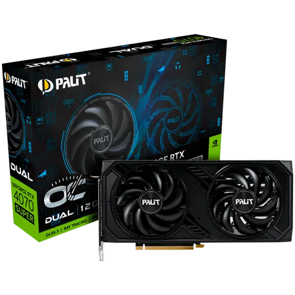 Palit RTX 4070 Super Dual OC 12GB GDDR6X, 192 bit, 1x HDMI 2.1a, 3x DP 1.4a, 2 Fan, 1x 16-pin Power connector, recommended PSU 750W, NED407SS19K9-1043D - 4710562244311_3Y
