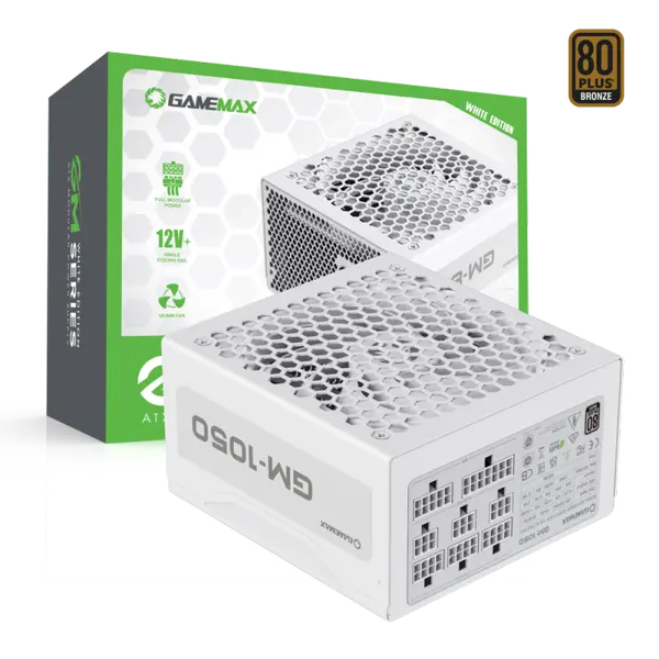 GameMax GM-1050 MODULAR White, Fully- modular cables allowing you to only connect