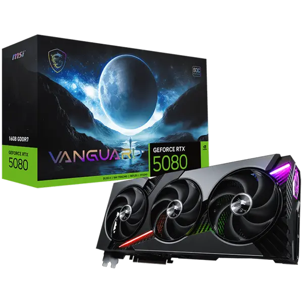 MSI Video Card Nvidia GeForce RTX 5080 16G VANGUARD SOC, 16GB GDDR7, 256bit, Effective Memory Clock: 30000MHz, Boost: 2730 MHz, 10752 CUDA Cores, PCIe 5.0 - RTX_5080_16G_VANGUARD_SOC