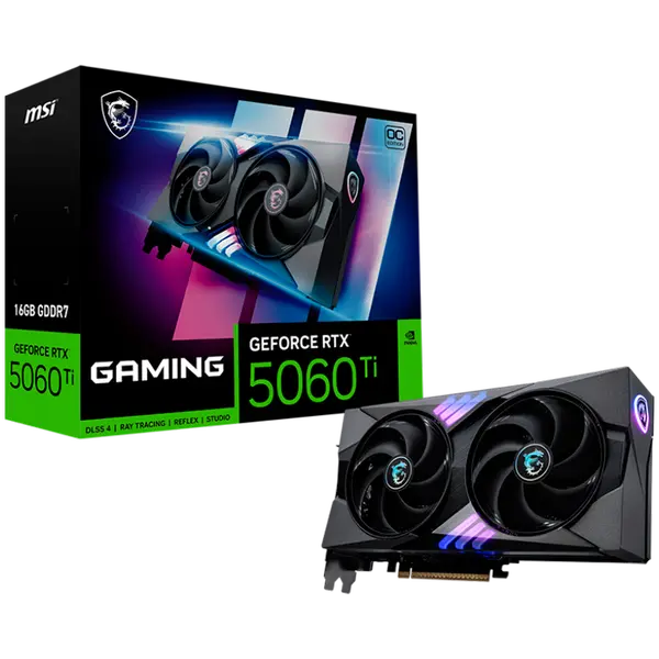 MSI Video Card NVIDIA GeForce RTX 5060 Ti 16G GAMING OC, 16GB GDDR7, 128-bit, 2662 MHz Boost, 4608 CUDA Cores, PCIe 5.0 (x8), 3x DP 2.1b, HDMI 2.1b, RAY TRACING - RTX_5060_TI_16G_GAMING_OC