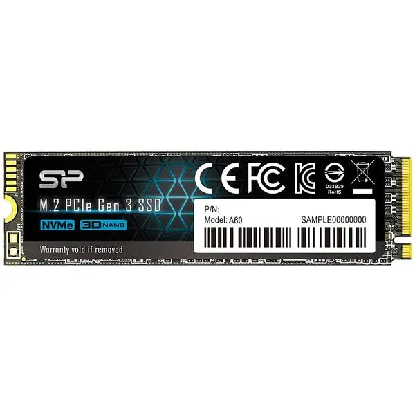 SILICON POWER A60 1TB SSD, M.2 2280, PCIe Gen3x4, SLC Cache, Read/Write: 2200/1600 Mb/s - SP001TBP34A60M28