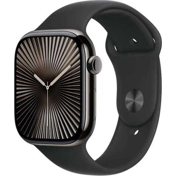 APPLE Watch Series 10 GPS + Cellular 46mm Slate Titanium Case with Black Sport Band - M / L -  (К)  - MWYE3QF/A (8 дни доставкa)