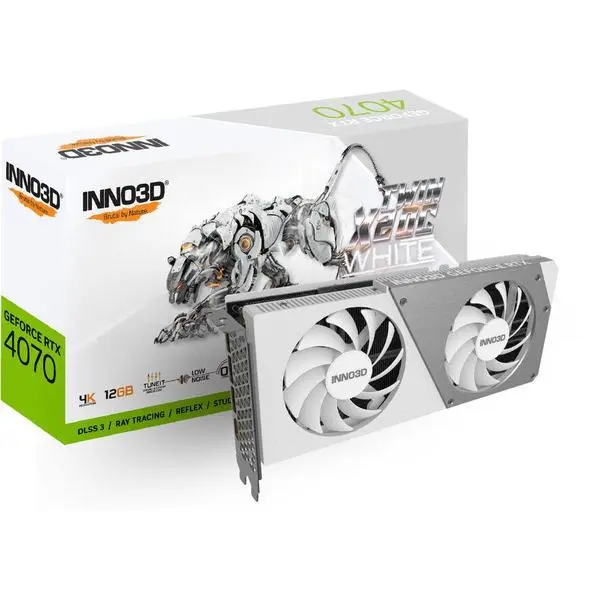 Inno3D RTX4070 TWIN X2 OC WHITE 12GB GDDR6X HDMI 3xDP - мощен графичен процесор за игри