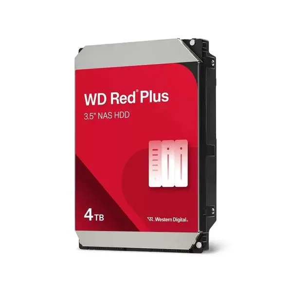 Твърд диск 4TB, Western Digital Red Plus NAS, SATA 6Gb/s, 5400rpm, 128MB кеш, 3.5" (8.89cm), WD40EFZZ