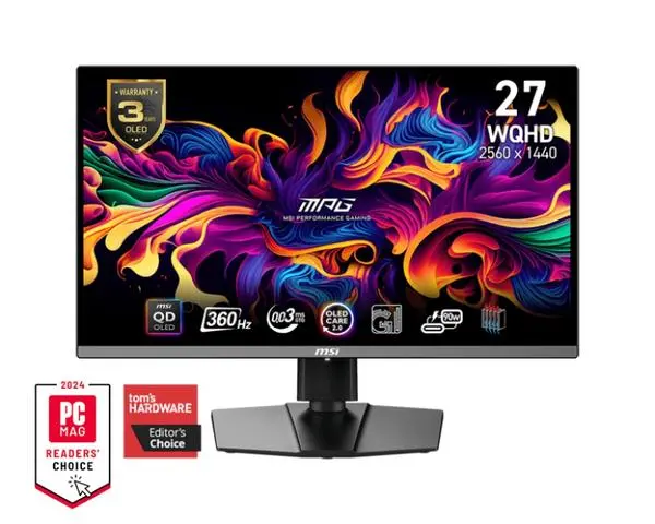 MSI MPG 271QRX QD-OLED, 26.5", 360Hz, 0.03ms, WQHD 2560x1440, Oled Care 2.0, Fanless Design with Graphene - 9S6-3CD79A-001