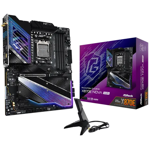 ASROCK MB Desktop X870E Nova Wi-Fi, AM5, 4x DDR5, 1x PCIe 5.0 x16, 1x PCIe 3.0 x1 - X870E NOVA WIFI
