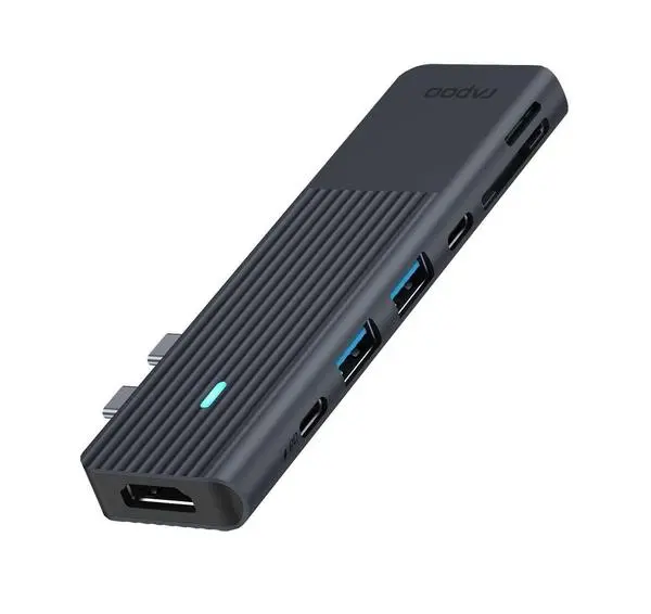 Мултипортов адаптер Rapoo UCM-2003, 7 в 2, USB-A, USB-C, HDMI, SD/MicroSD, Черен - RAPOO-11411